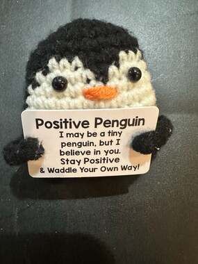 Handmade Crochet Positive Penguin Emotional Support Plush Toy